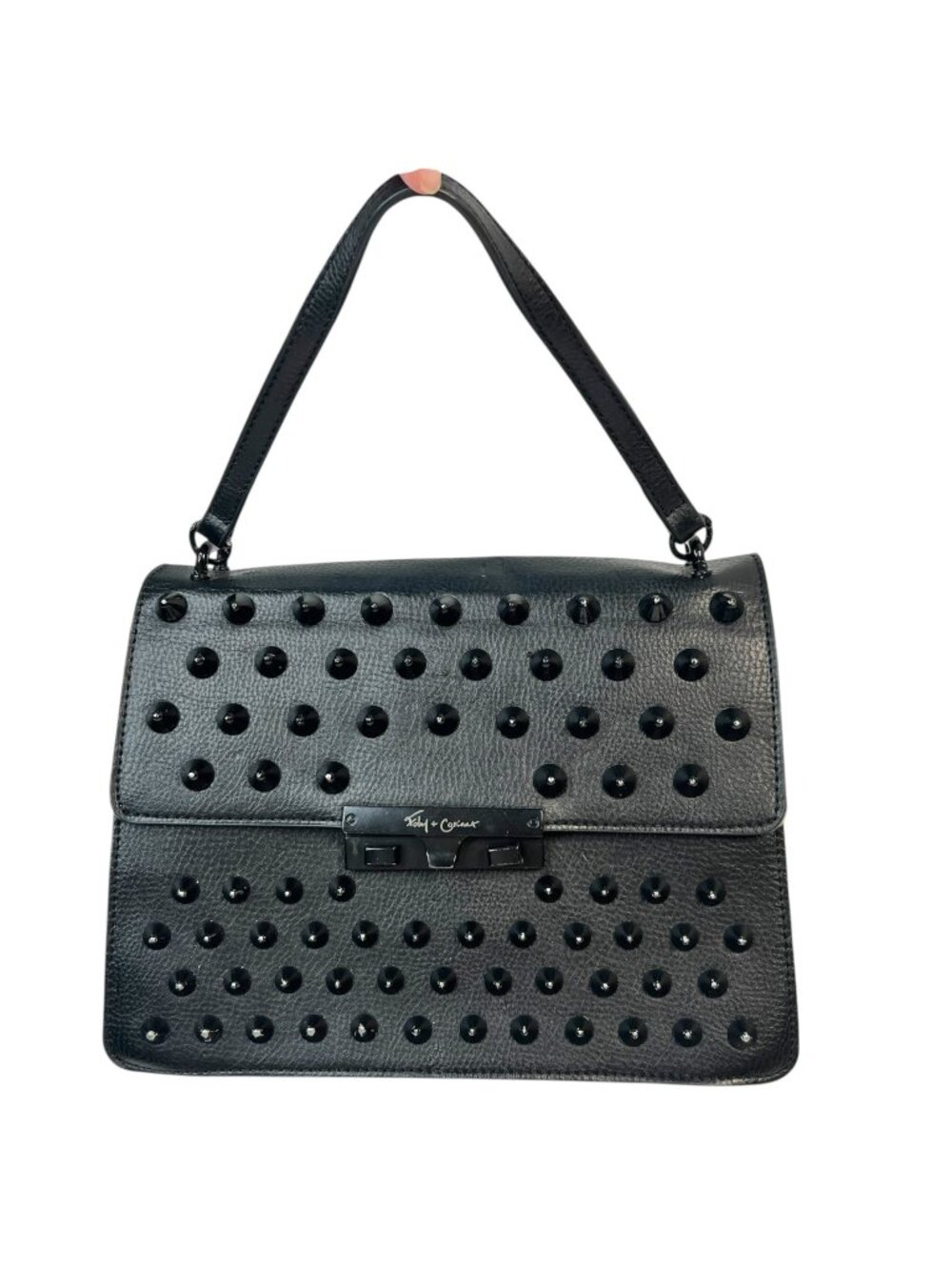 Foly + Corinna Skyline Bandit Drop Lock Top Handle Black Spike Studded Bag Punk